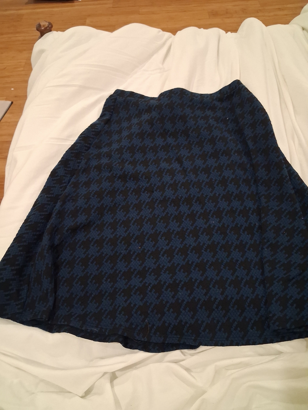 Stoosh Blue and Black Houndstooth Midi Skirt